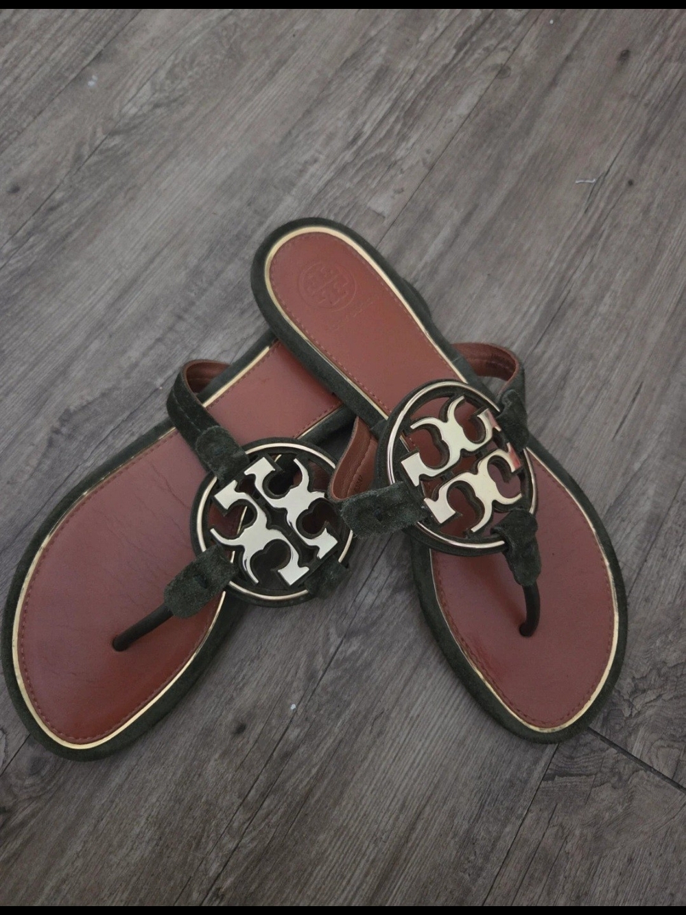 Tory Burch Miller Logo Thong Sandals in Brown and Black